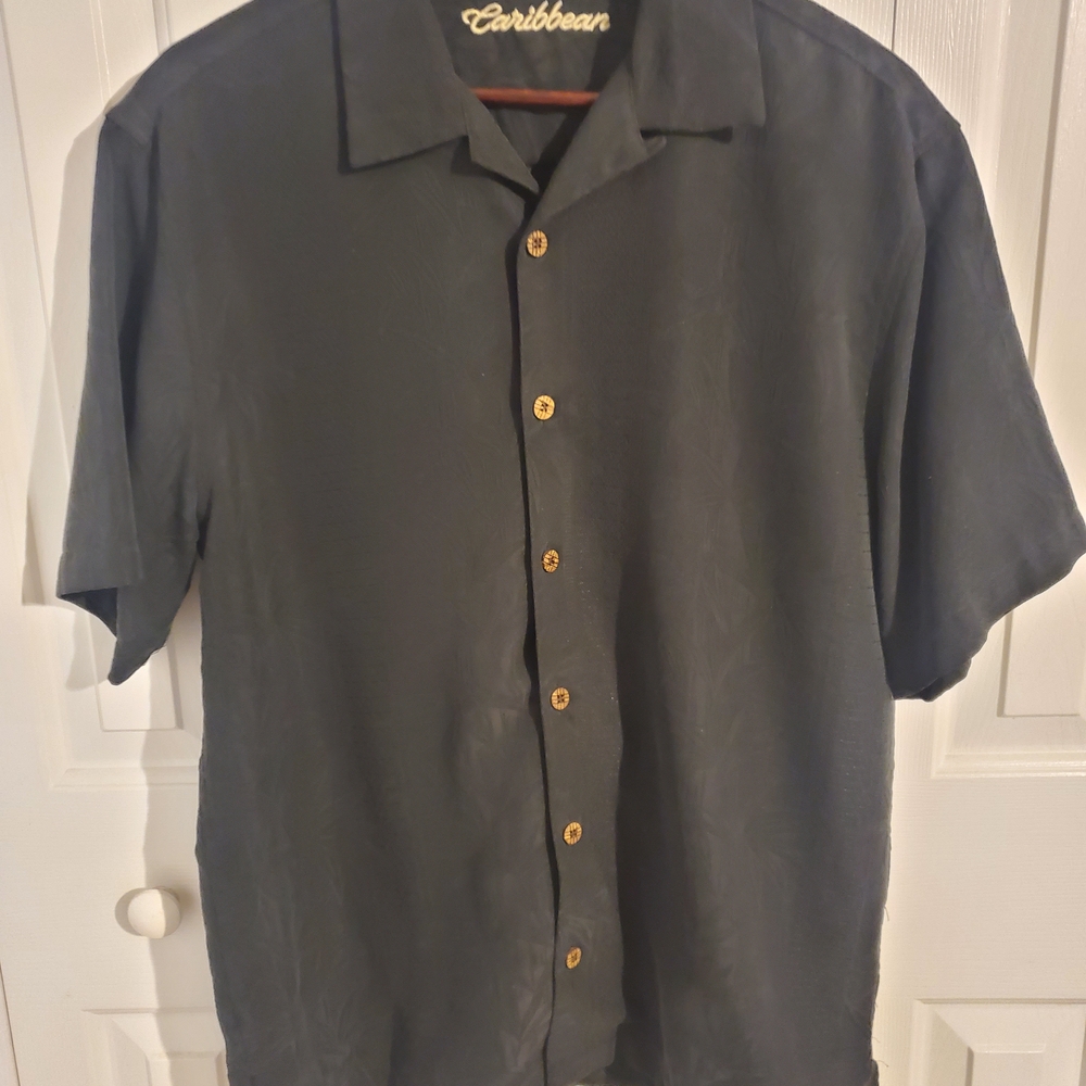 Caribbean Men's Black Button Down Shirt